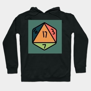 20 Sided Dice With Colored Background Hoodie